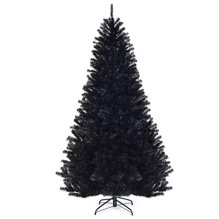 Costway 7.5Ft or 6Ft Hinged Artificial Halloween Christmas Tree Full Tree with Metal Stand Black | Target