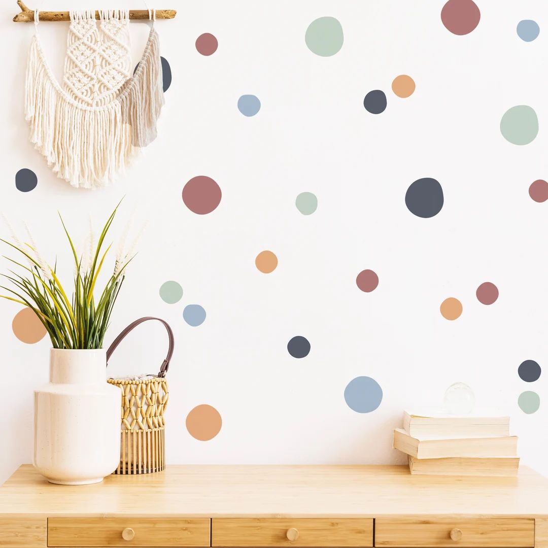 125 Boho Polka Dot Wall Stickers for Kids’ Bedroom, Nursery, Playroom | PVC-Free, No Odour | Re... | Etsy (US)