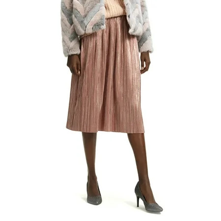 Scoop Women's Pleated Metallic Skirt | Walmart (US)