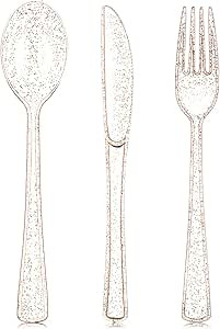 150 Pcs Plastic Cutlery Champaign Gold Set Glitter Silverware Includes 50 Plastic Forks 50 Fancy ... | Amazon (US)