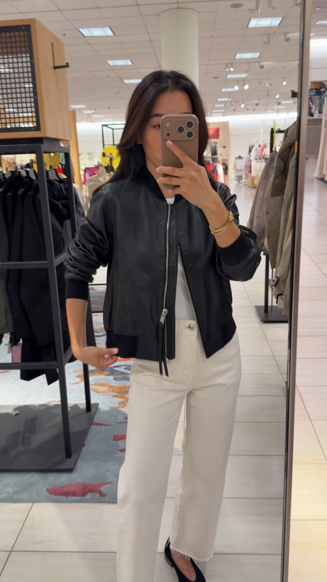 • Allsaints Orten leather bomber jacket - this runs small so I’m a 0-2. 0 is a shrunken fit on me. trying on the 2 here to show a more relaxed fit.

• Perfect Vintage Wide-Leg Crop Jean 24 short

• Madewell tank xxs

Nordstrom anniversary sale petite friendly items

#LTKmomlife #LTKPetite