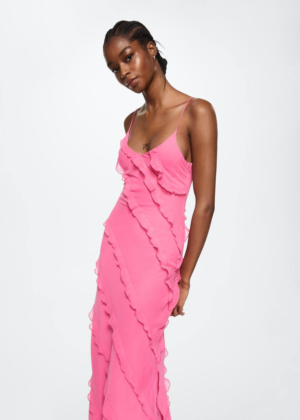 Chiffon ruffle dress | MANGO (UK)