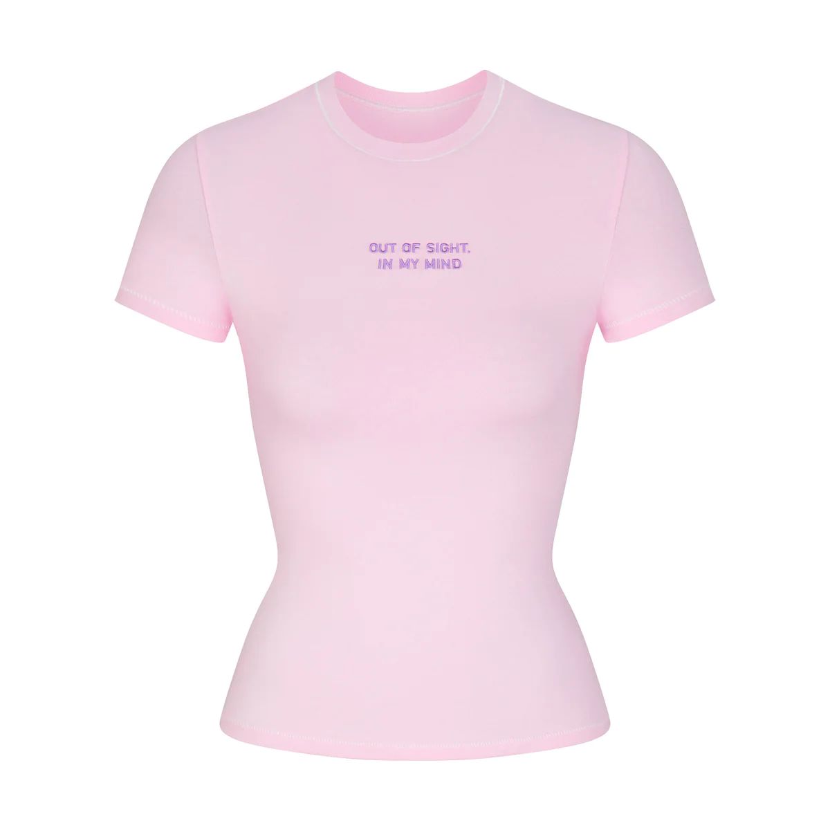 COTTON JERSEY EMBROIDERED T-SHIRT | BABY PINK | SKIMS (US)