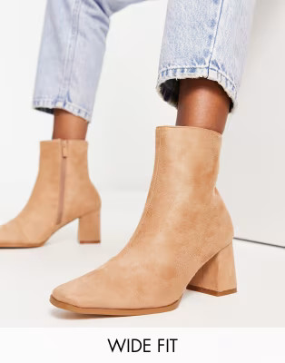 Bebo Wide Fit Mollie heeled ankle boots in beige  | ASOS | ASOS (Global)