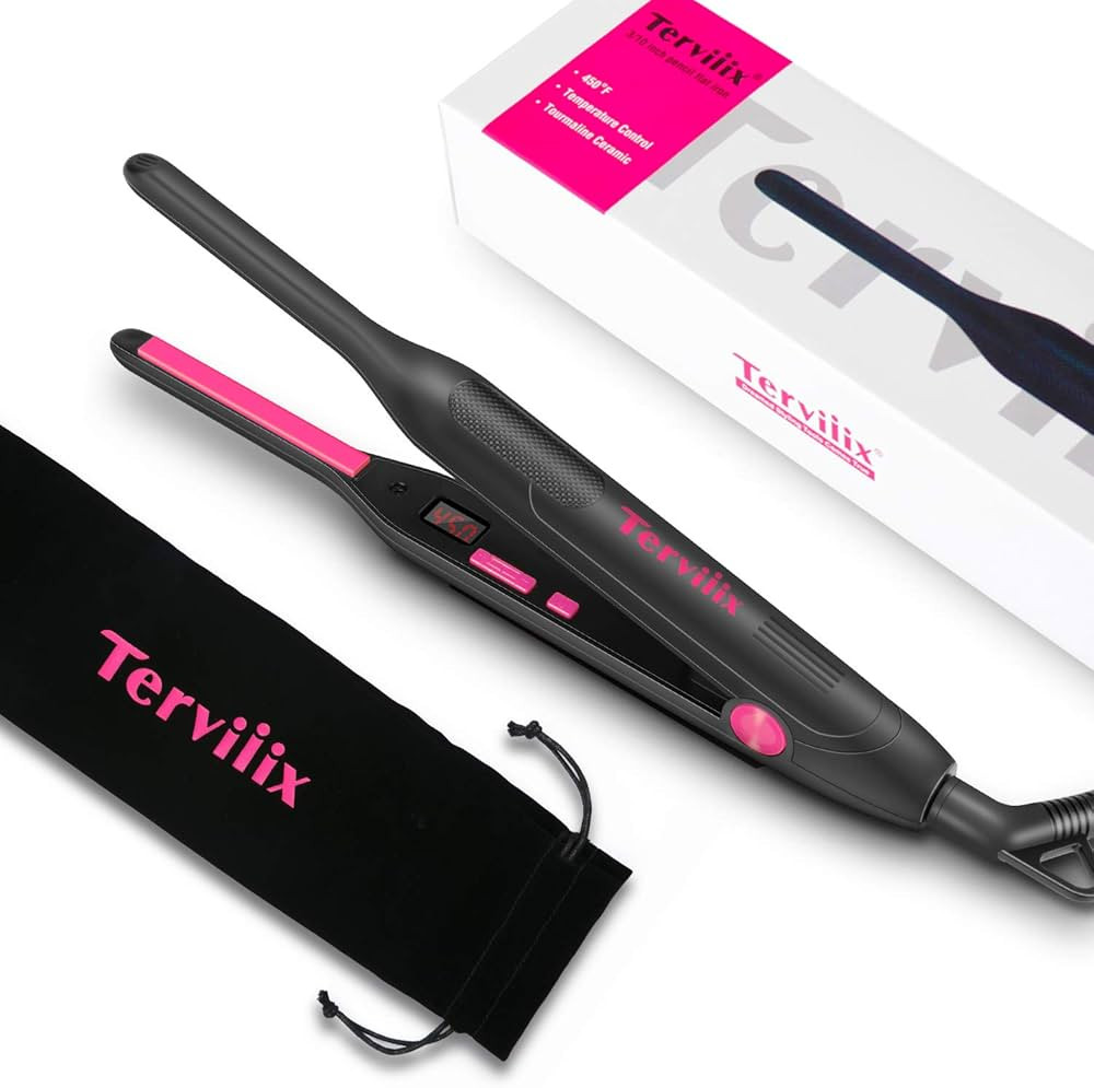 Terviiix Pencil Flat Iron, Small Flat Irons for Short Hair, Beard and Pixie Cut, 3/10 Inch Cerami... | Amazon (US)