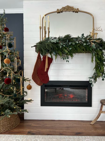 Holiday Christmas fireplace mantel decor garland stocking 

#LTKHoliday #LTKHolidaySale #LTKhome