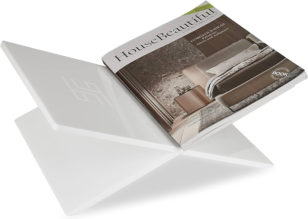 Honygebia White Acrylic Book Stands - Cross Frame Acrylic Book Holder, Open Bookstand for Display... | Amazon (US)