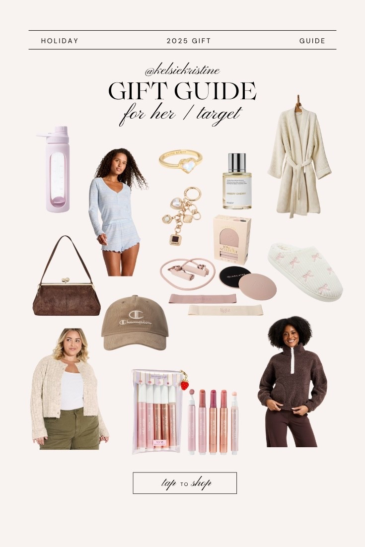 Gift guide for her // gift ideas from fashion to beauty to health & wellness // bath robe / cardigan / tarte lip products / perfume / women’s jewelry / slippers / handbag / at home workout equipment/ women’s gift ideas / Christmas gift idea  

#LTKGiftGuide #LTKHoliday #LTKFindsUnder100