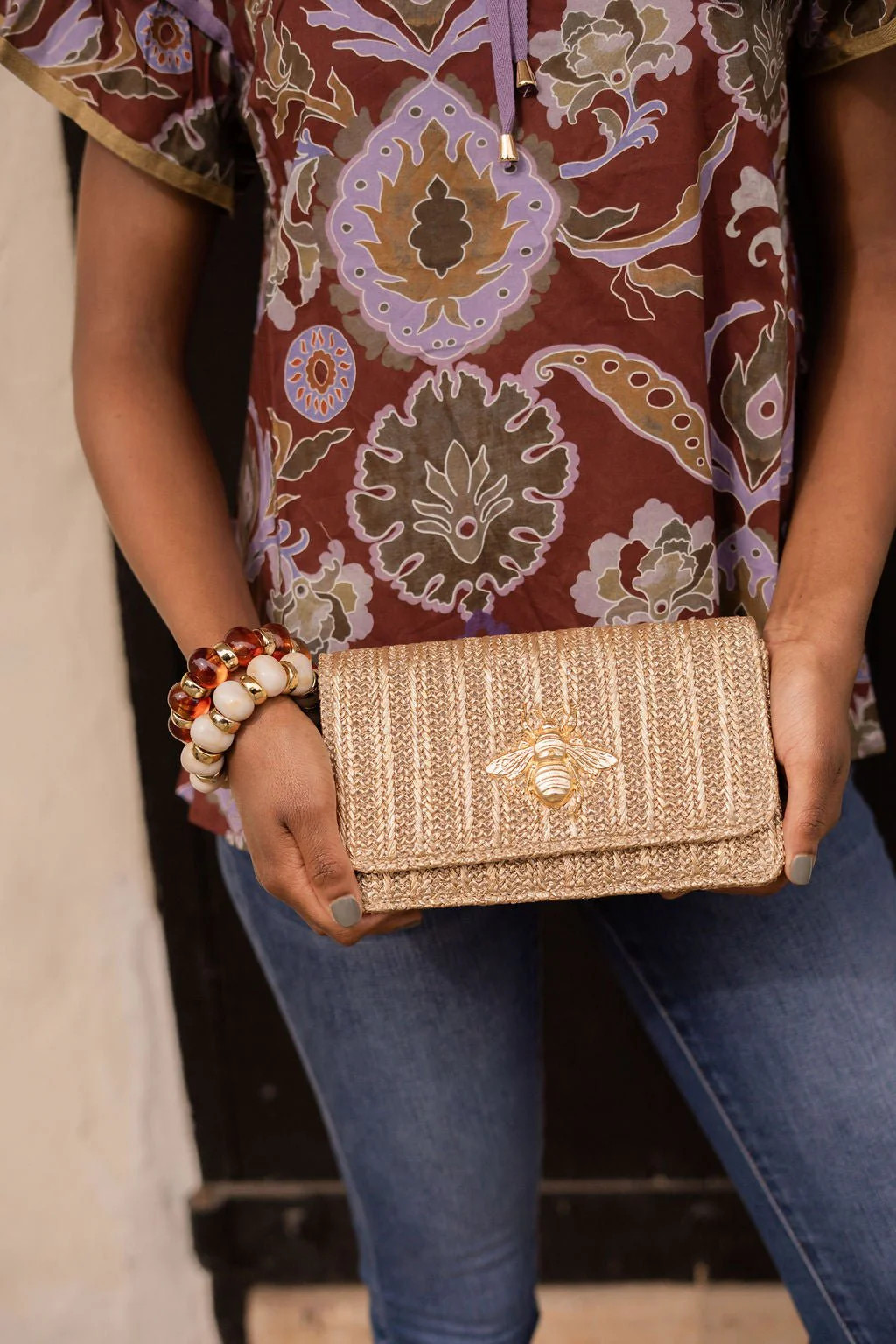 Ruby Straw Clutch Handbag - Custom Adornment | Lisi Lerch | Lisi Lerch Inc