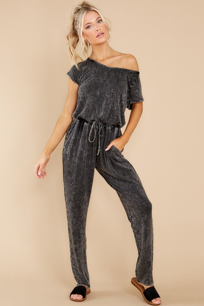 Throw It In Reverse Charcoal Grey Jumpsuit | Red Dress 