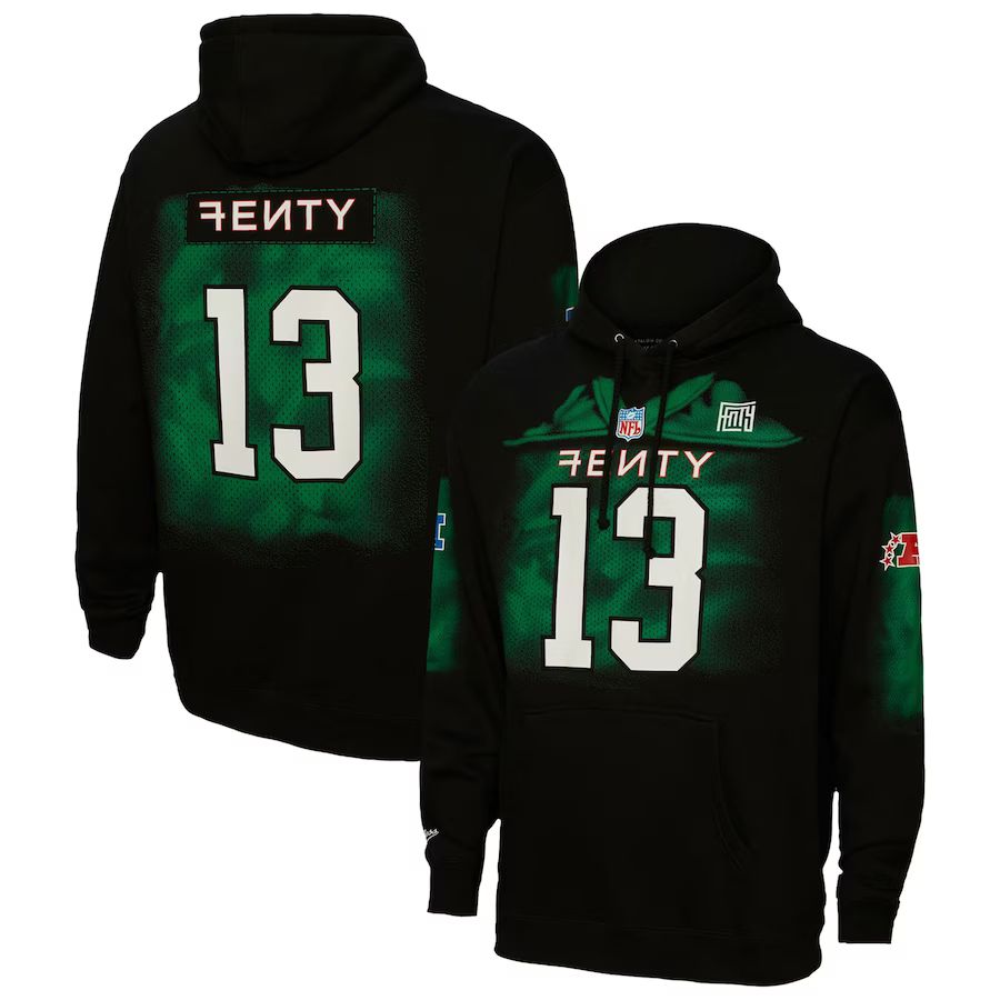 FENTY for Mitchell & Ness Unisex Super Bowl LVII Jersey Pullover Hoodie - Black | Fanatics