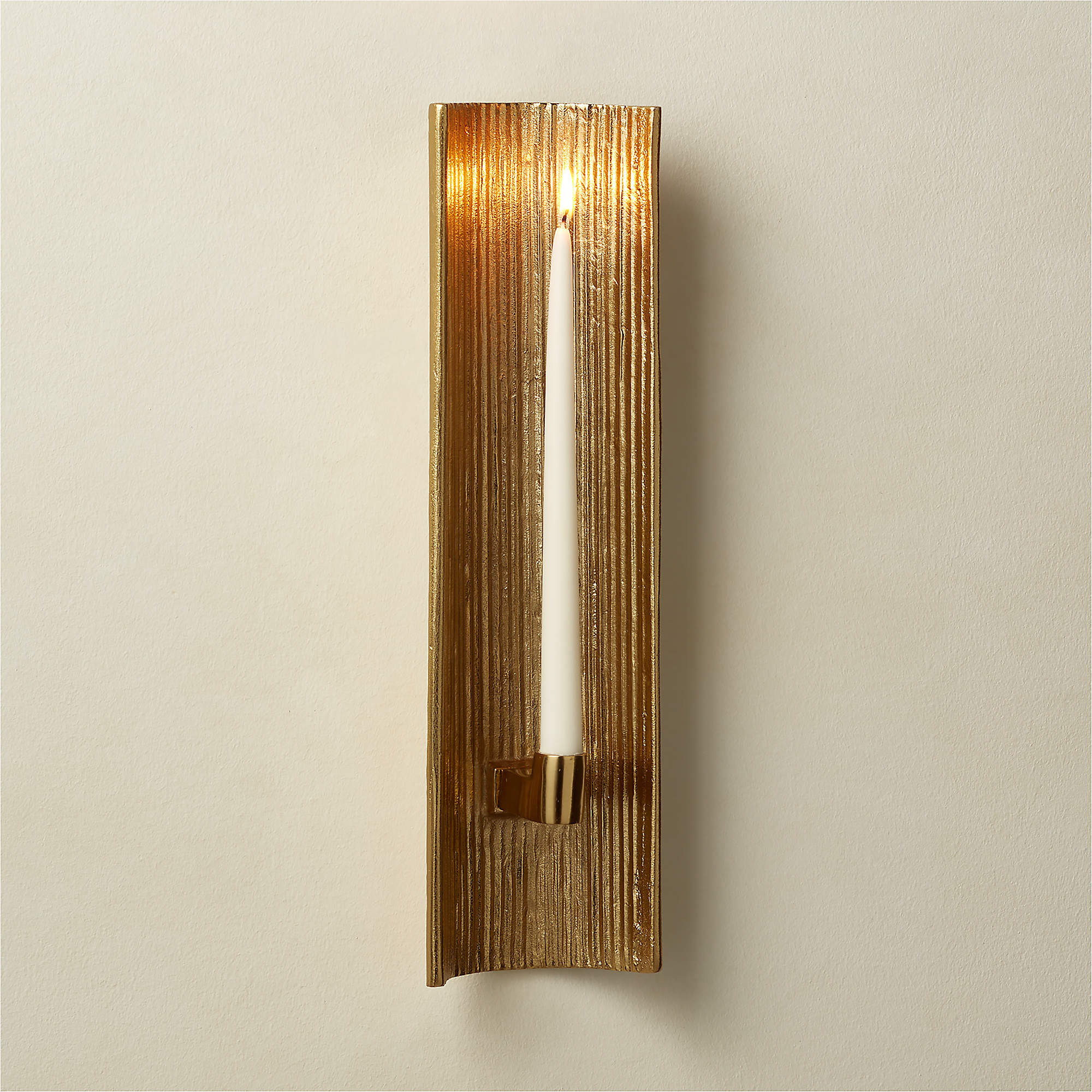 Ripple Brass Wall Sconce Modern Taper Candle Holder + Reviews | CB2 | CB2