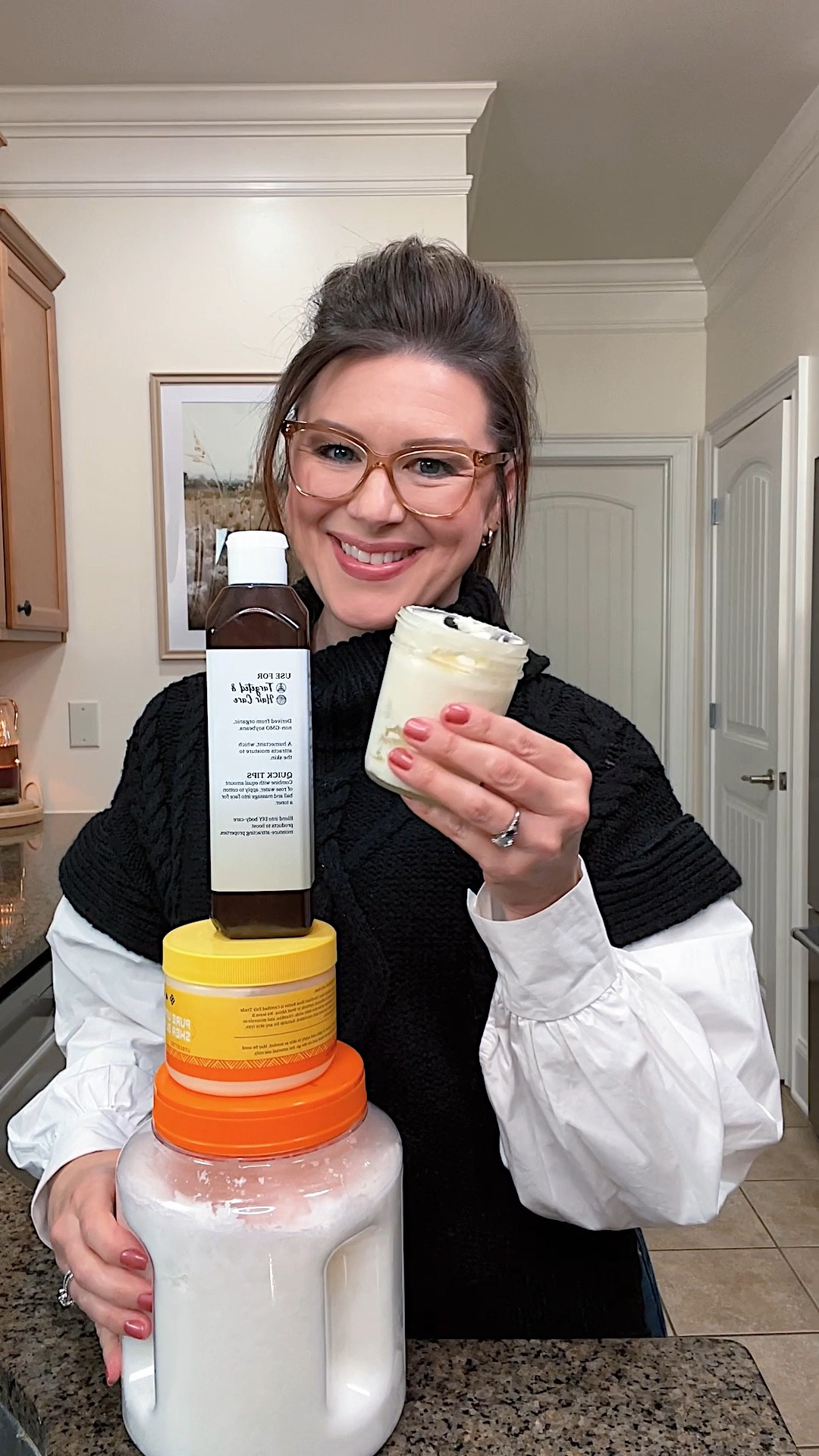 Easy DIY nontoxic whipped body butter that will keep your skin hydrated all winter long without all the junky ingredients in most store-bought body butters. I’m talking no fillers, no preservatives, no endocrine disruptors, no artificial fragrance or any other funky junk brands like to toss in their products. Just good-for-you ingredients that will hydrate your skin. You can use it from your face to your feet, and it’s gentle on sensitive skin.

Here’s my basic recipe that you can customize to your own liking. 

I use unrefined butters and oils, but they do have a natural fragrance that could throw off the scent of any essential oils you add. If adding in essential oils to the whipped body butter, use refined butters and oils. 

Recipe

1/2 cup Pure Unrefined Shea Butter 
(Substitutes are Cocoa Butter or Mango Butter)
1/4 cup Organic, Unrefined, Cold Pressed Extra Virgin Coconut Oil 
1 Tbsp Arrowroot Powder or Corn Starch
1 Tbsp Organic Vegetable Glycerin
5-10 drops Essential Oil of choice (Optional)

Melt together Shea Butter and Coconut Oil. Add in Arrowroot Powder or Corn Starch and vegetable glycerine. Whisk to combine. Allow to cool until it firms up. Once firm (not hard), use a hand mixer or a stand mixer to whip up the body butter until it’s the consistency of whipped butter. Add in essential oil,  if using. Continue to beat until well combined.  Place in an airtight container and store in a cool dry place. If stored in a warm location, it could melt. Use within 6 months.
#bodybutter
#diyskincare

#LTKWatchNow