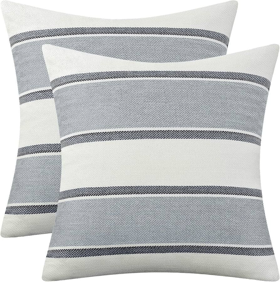 AmHoo Pack of 2 Farmhouse Linen Throw Pillow Cover Cushion Stripe Decoration Buffalo Retro Pillow... | Amazon (US)