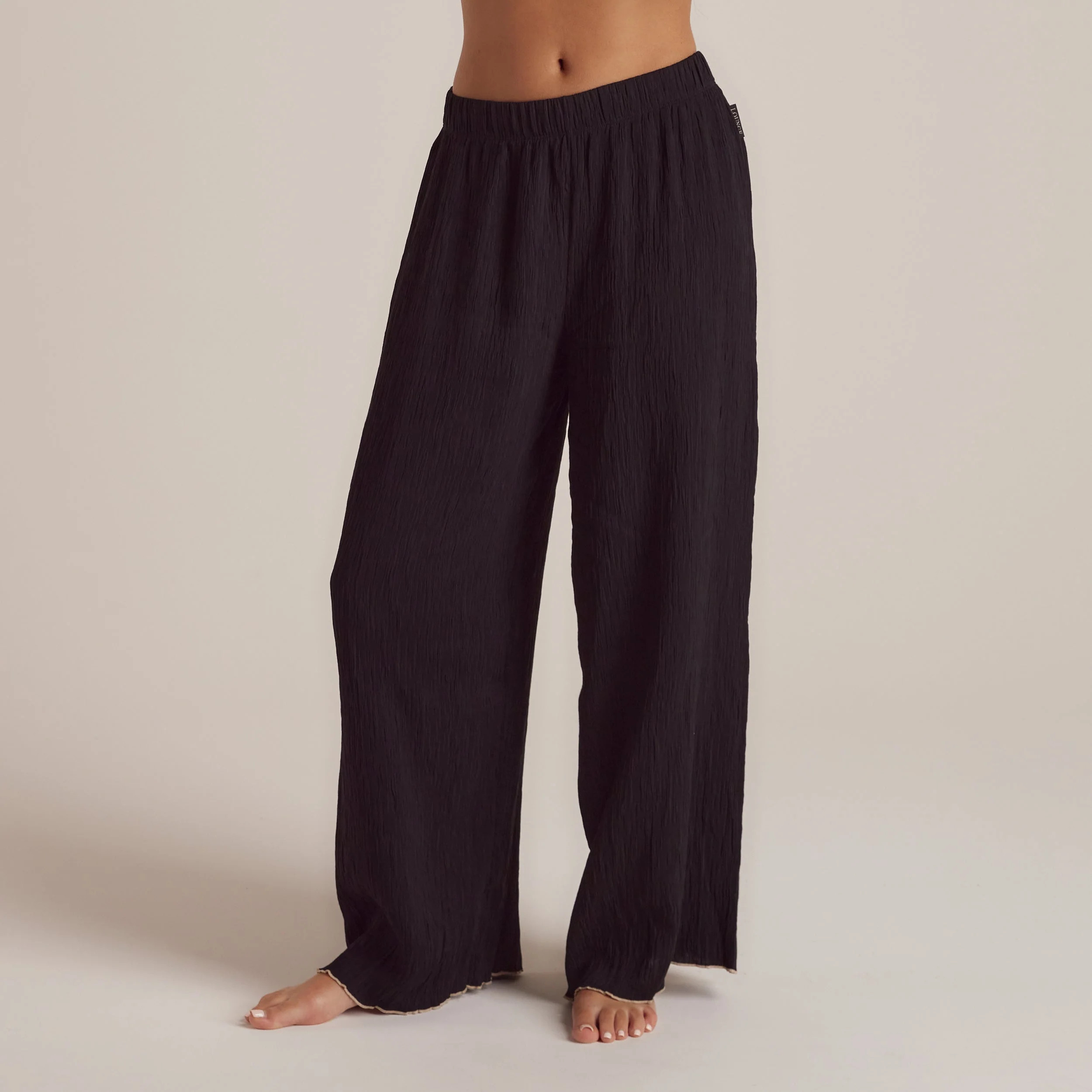 Crinkle Pyjama Bottoms - Black | Lounge UK