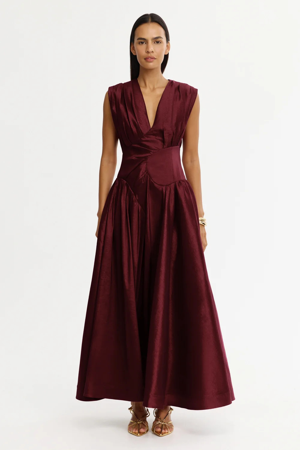Innoxhill V Neck Maxi Dress in Mahogany Brown | Acler