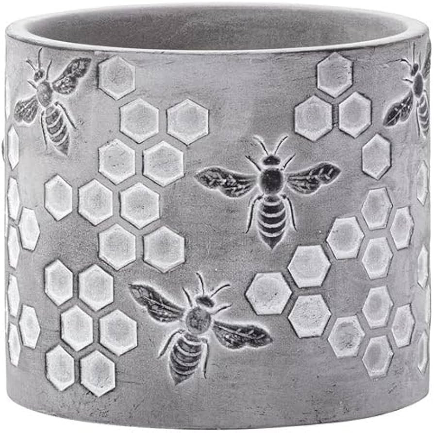 Napco Imports Honeybee Hive 4.5 x 4.75 Inch Stone Grey Cement Indoor Planter Pot for Small Plants... | Amazon (US)
