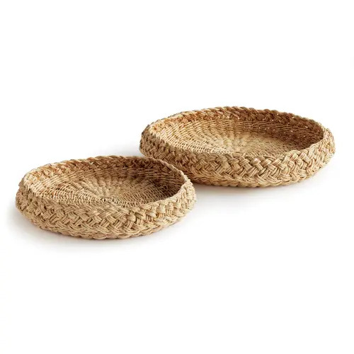 Napa Home & Garden Abaca French Braided Round Decorative Trays Set of 2 in Beige at Nordstrom | Nordstrom