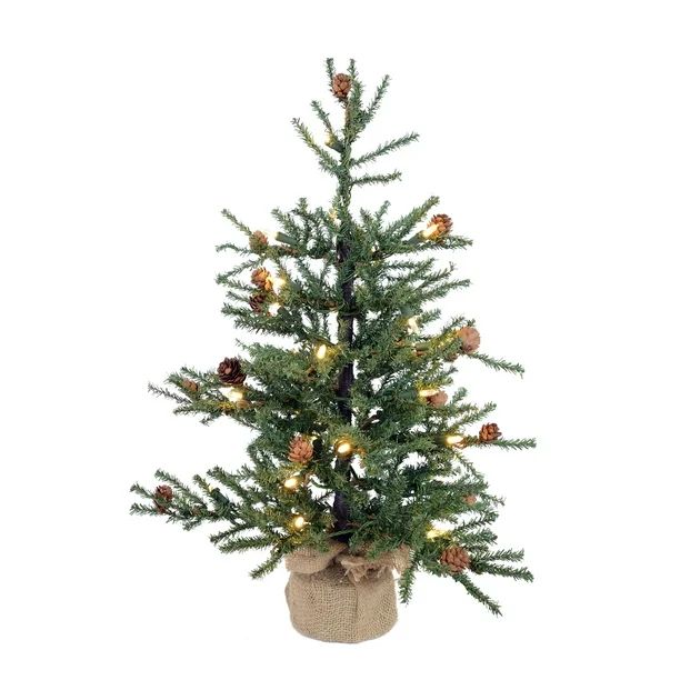 Vickerman Artificial Christmas Tree 24" Carmel Pine 35LED Warm White Lights Burlap Base - Walmart... | Walmart (US)