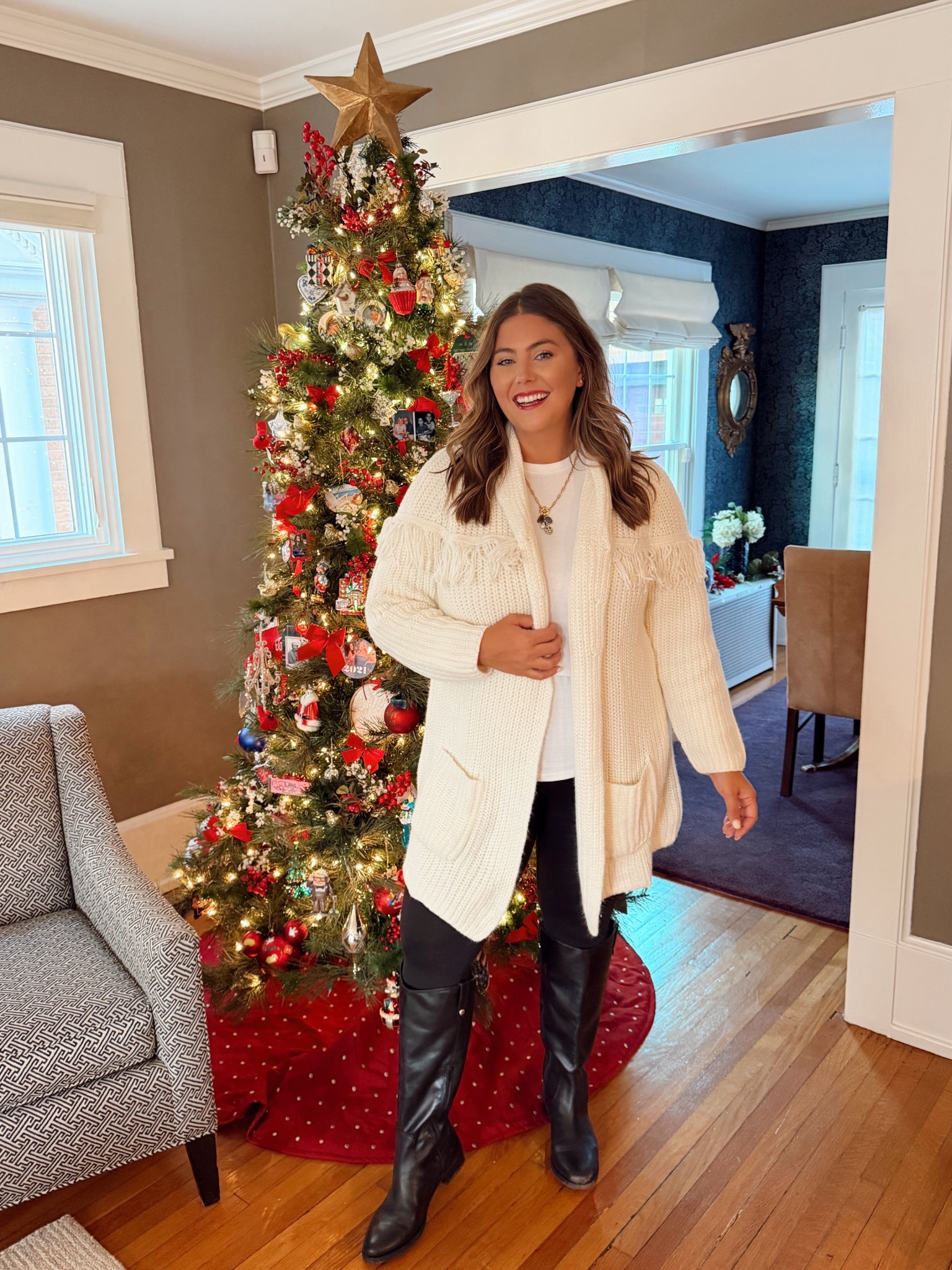 Cozy cardigan for the winter - wearing size 18 in cardigan, shirt, and leggings. Use CARALYN10 at checkout at Lane Bryant for an additional 10% off. 

#LTKootd #LTKPlusSize #LTKSeasonal