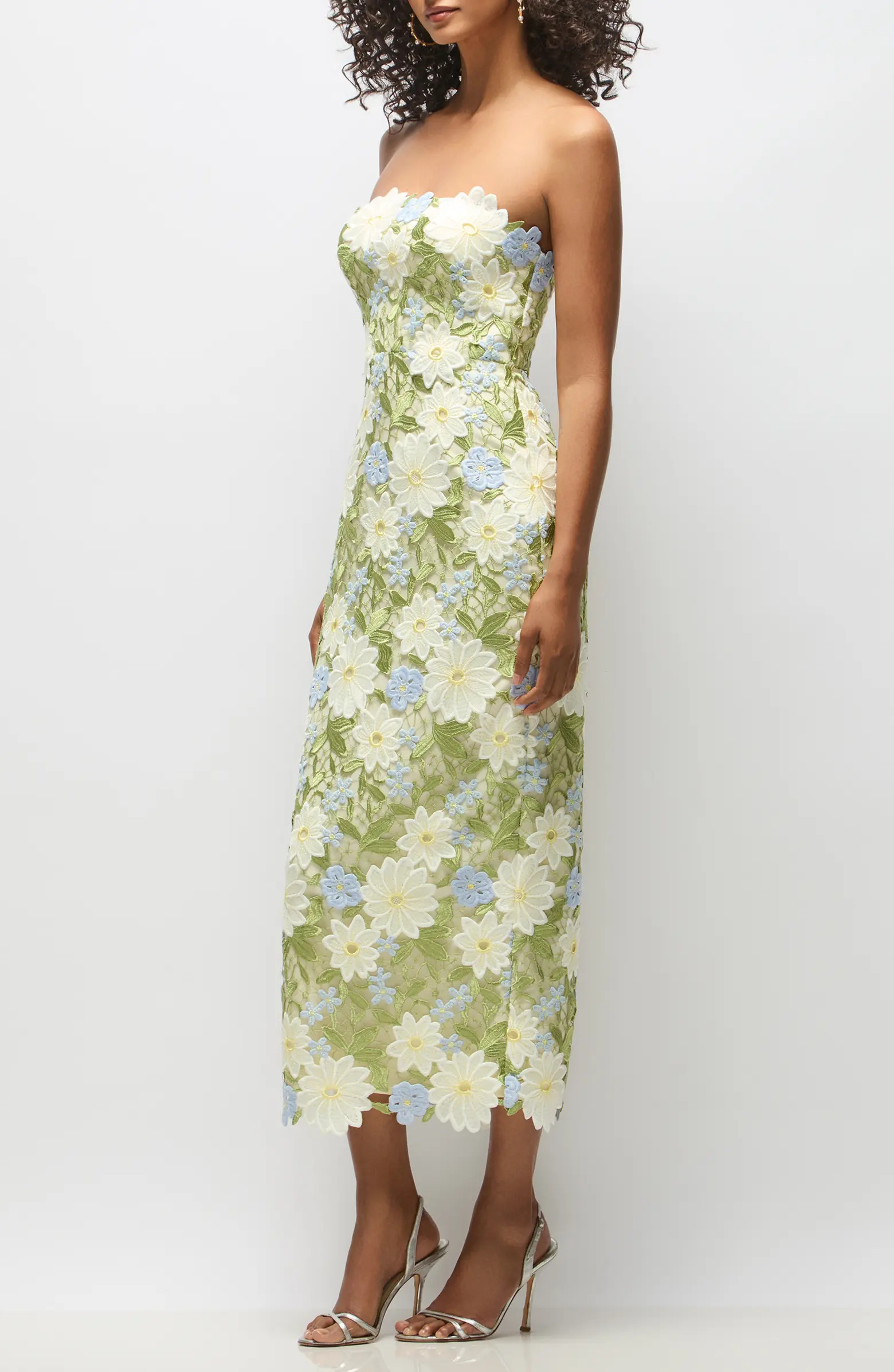 Alice Floral Appliqué Strapless Cocktail Dress | Nordstrom