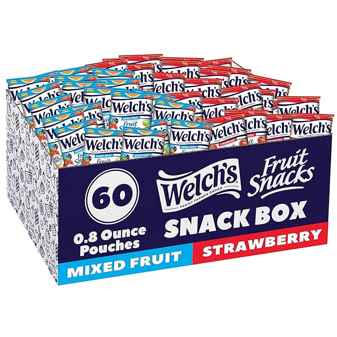 Welch's Fruit Snacks, Mixed Fruit & Strawberry Snack Box, Stocking Stuffers,Gluten Free, 0.8oz Sn... | Amazon (US)
