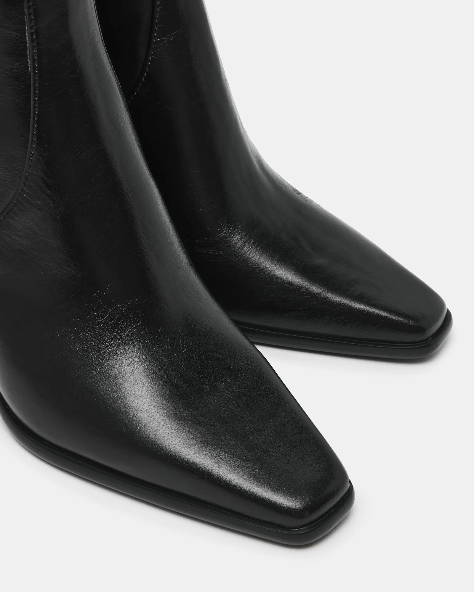 MARSAI Black Leather Square-Toe Block Heel Women's Ankle Boot | Steve Madden (US)