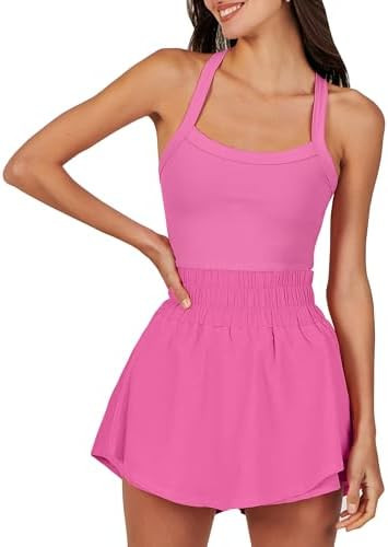 ANRABESS Womens Mini Tennis Dresses Skort Summer Sleeveless One Piece Workout Romper Dress with S... | Amazon (US)