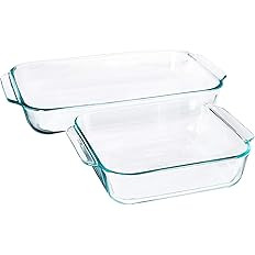 Pyrex 2Piece Basics Value Pack1-Basics 8"/2 dish1-Basics 3 Quart Oblong Bake Dish, 2.2, Clear | Amazon (US)