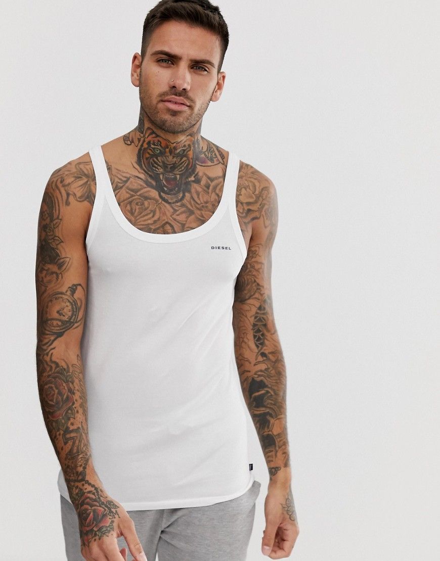 Diesel logo lounge vest in white | ASOS UK