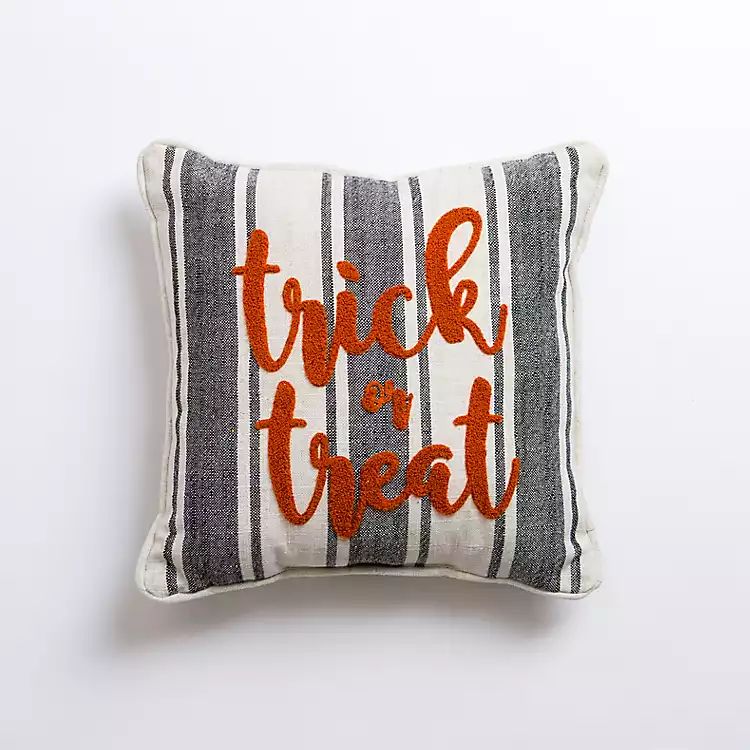 Mini Striped Trick or Treat Throw Pillow | Kirkland's Home