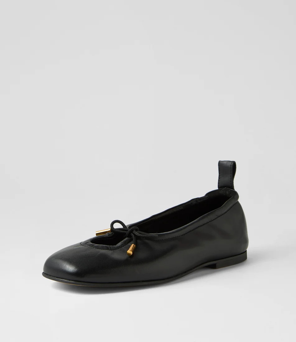 Rosalind Black Leather Ballet Flats | Styletread (AU)