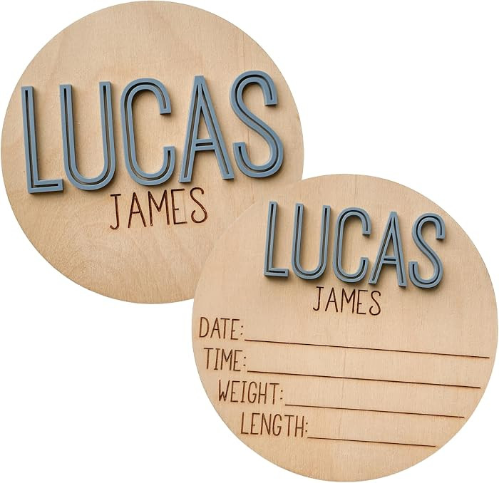 Double Sided Personalized Newborn Baby Birth Announcement Sign for Hospital | Amazon (US)