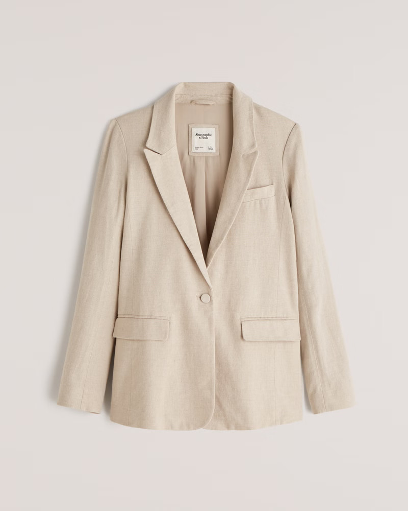 Single-Breasted Linen Blazer | Abercrombie & Fitch (US)
