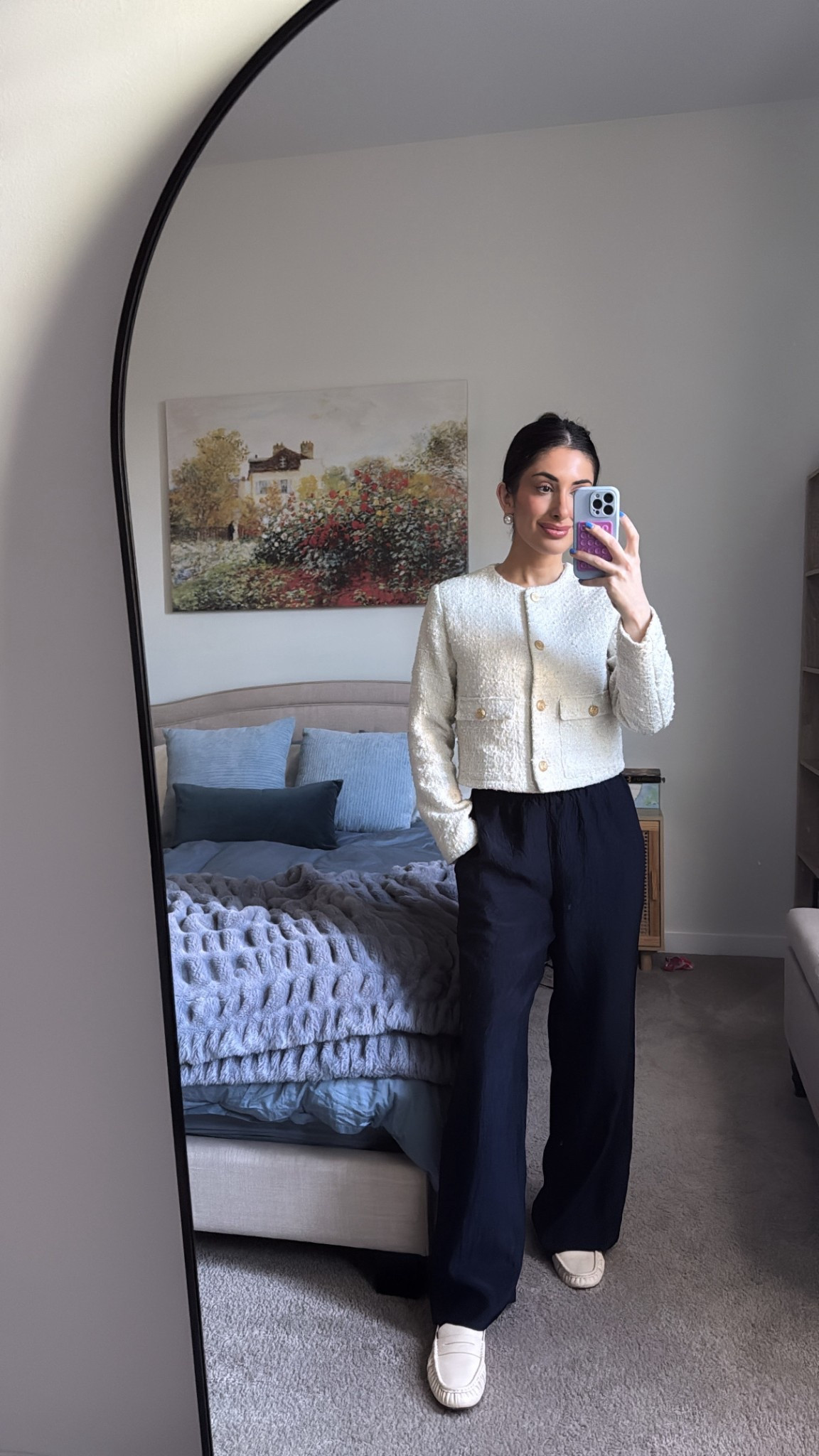 5/7 💙 jacket is old Abercrombie so I linked lots of options, pants are J. Crew (size down in these), shoes are true to size 