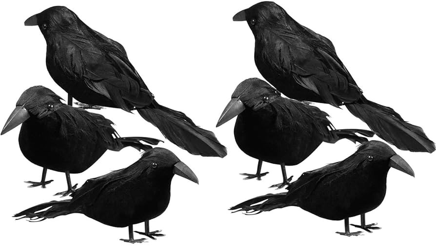Sizonjoy 6 Pack Halloween Black Feathered Crows, Halloween Decorations Realistic Bird Halloween R... | Amazon (US)