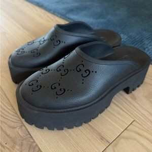 Gucci Women's Black Embossed Mules/clog AUTHENTIC | Poshmark