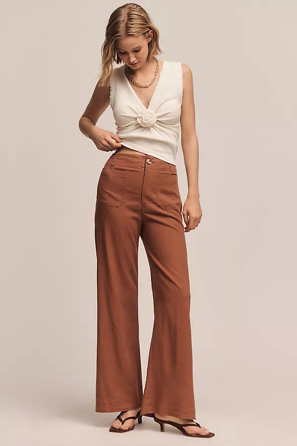 Colette Linen Stretch High-Rise Wide-Leg Pants | Anthropologie (US)
