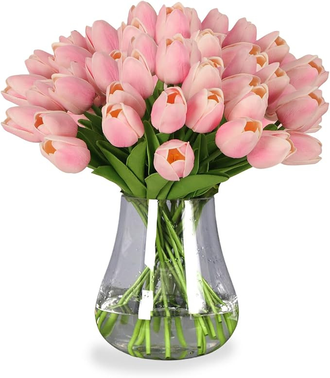 WeTop 30pcs Tulips Artificial Flowers, Real Touch Fake Flowers Home Decor, Faux Tulips Bouquets A... | Amazon (US)