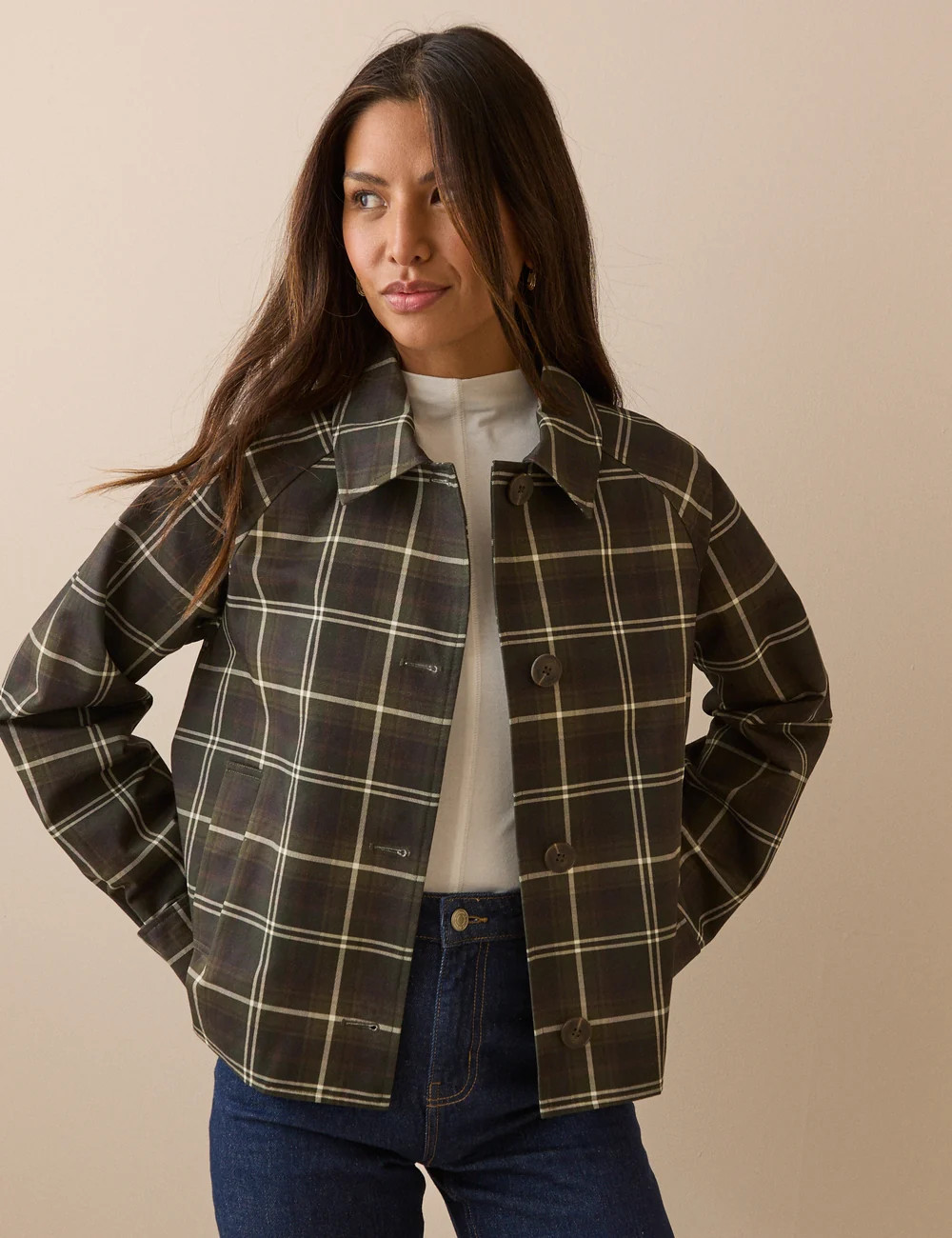 Green Tartan Oyanti Swing Jacket | Nobody's Child