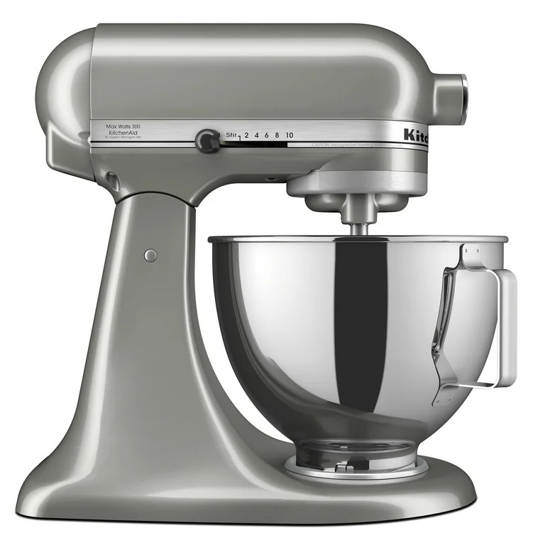 KitchenAid Deluxe Series 4.5 Quart Tilt-Head Stand Mixer with Stainless Bowl, Contour Silver, KSM... | Walmart (US)