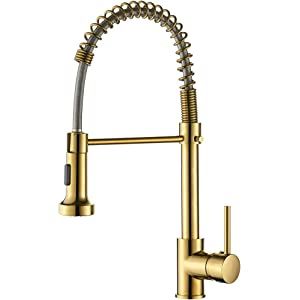 GIMILI Gold Kitchen Faucet with Sprayer,Modern Single Handle High-Arc Pull Out Kitchen Sink Fauce... | Amazon (US)