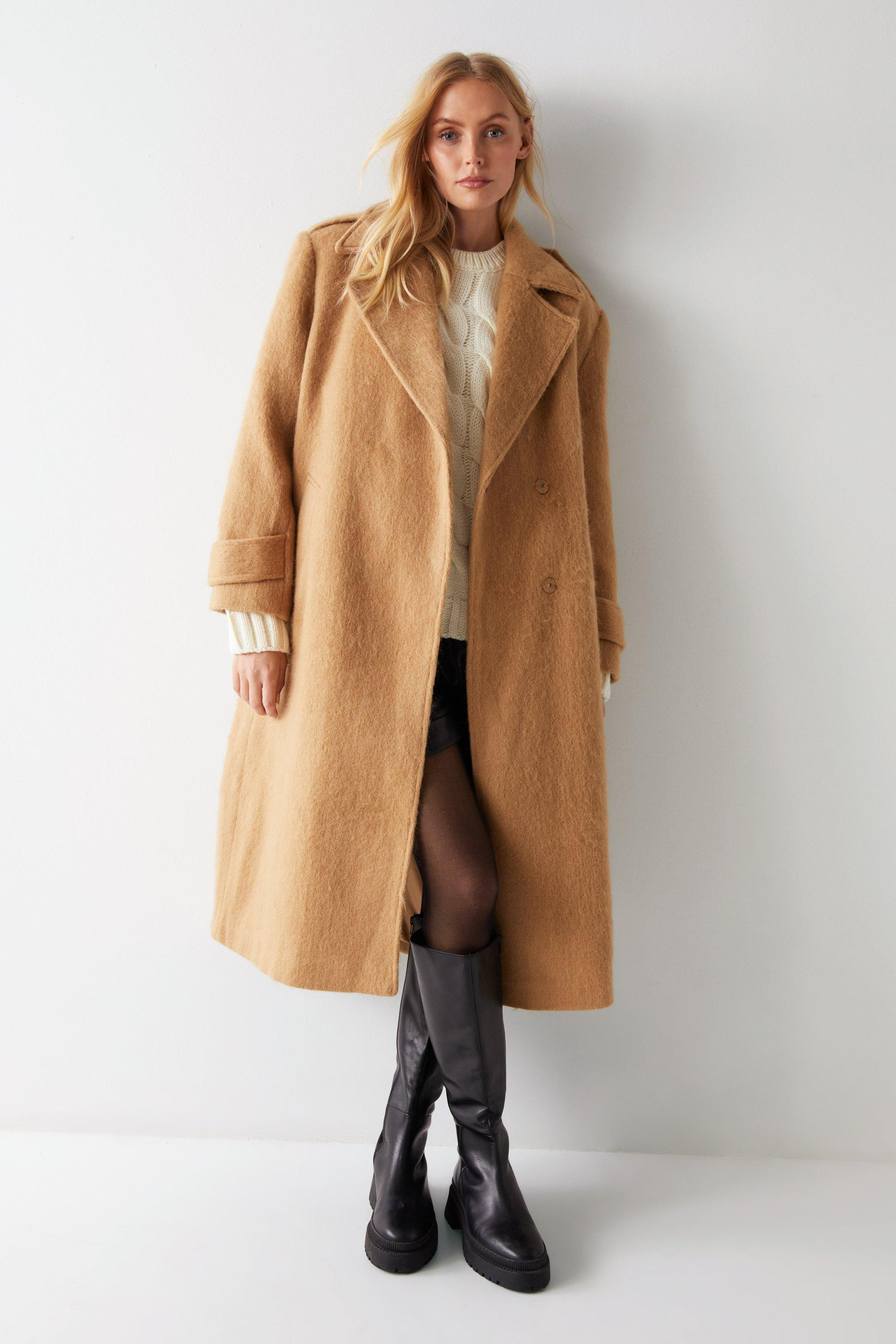Petite Epaulette Detail Wool Blend Coat | Warehouse UK & IE