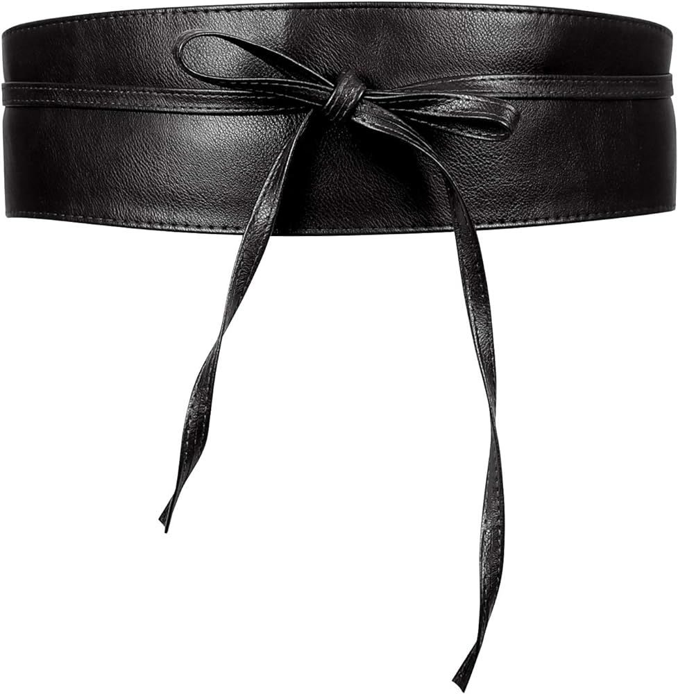 Women Faux Leather Obi Belt, Wide Wrap Retro Waist Belt for Dress Holloween by JASGOOD | Amazon (US)