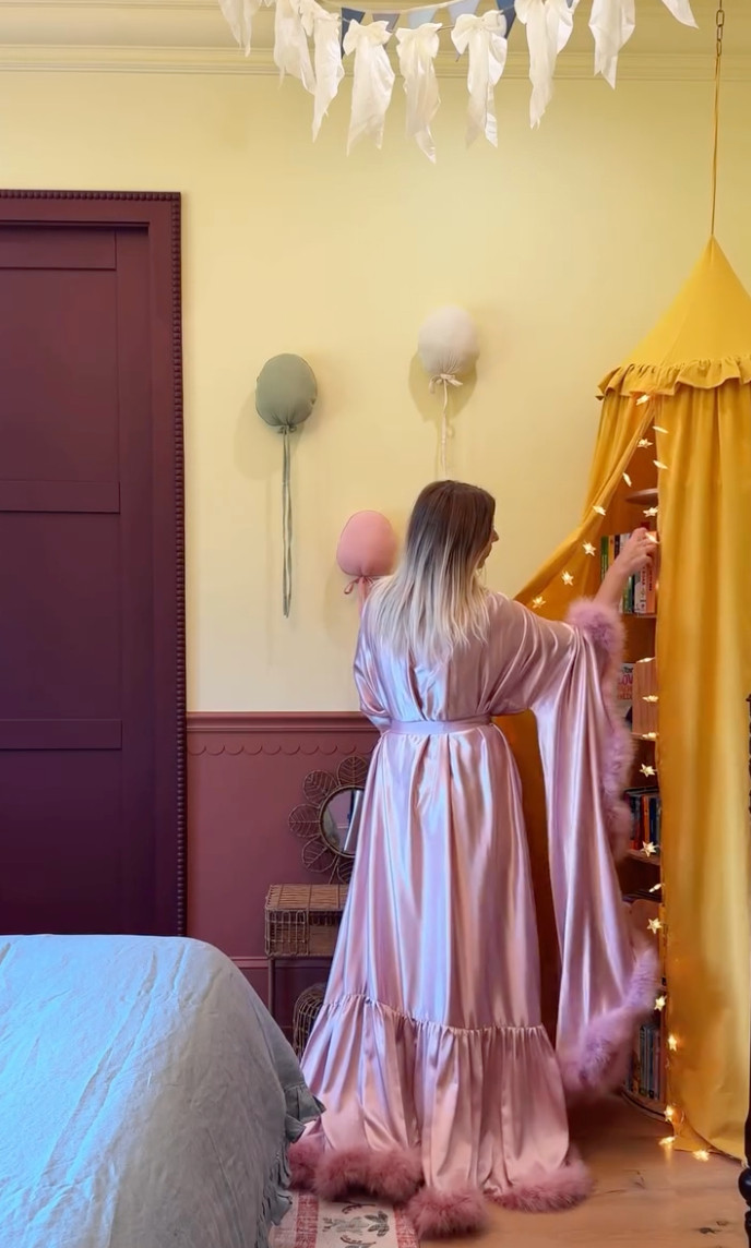 I absolutely love this little canopy over the rotating bookshelf, because a kids room should have both function and whimsy.  

 

#LTKmomlife #LTKHome #LTKKids