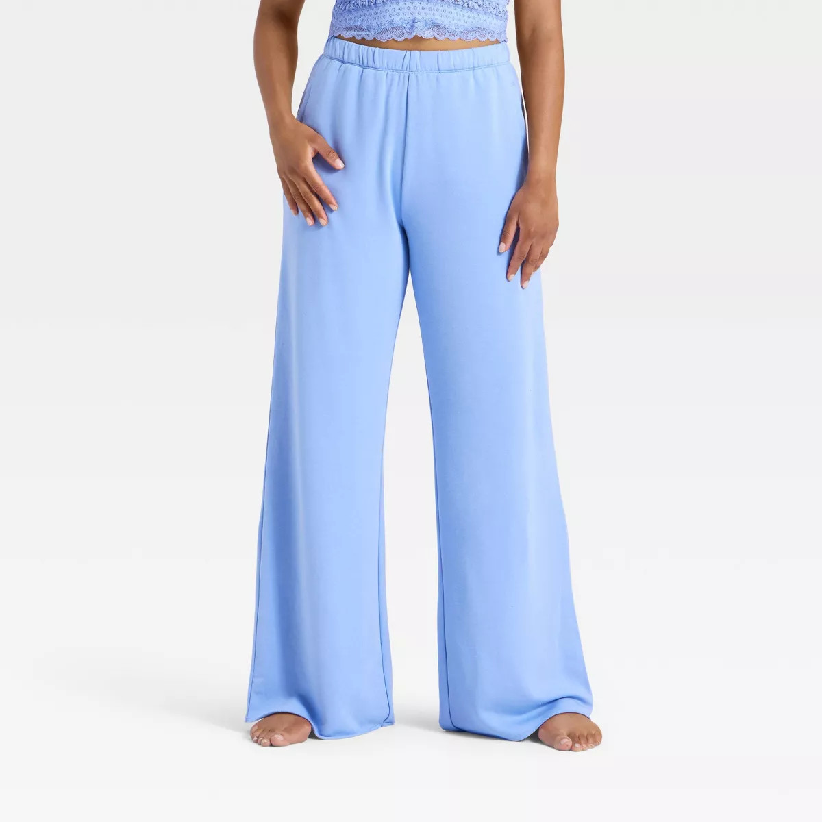 Women's French Terry Fleece Wide Leg Lounge Pants - Wild Fable™ Blue M | Target
