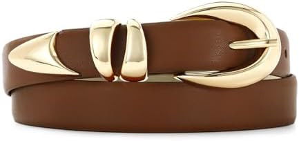 Black Leather Belt for Women Stylish Design with Gold Buckle Ladies Black Belt Perfect for Jeans ... | Amazon (US)