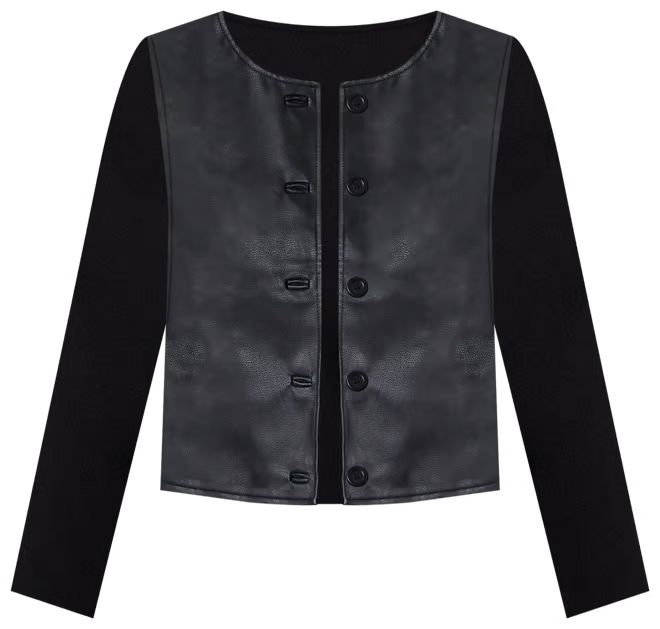 Faux Leather Mix Sweater Jacket | Ann Taylor (US)