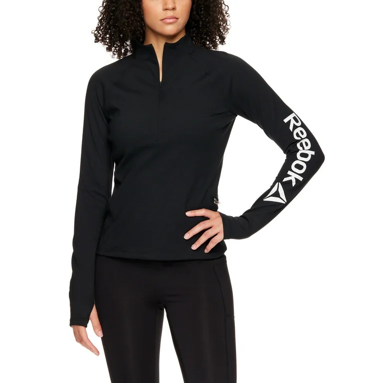 Reebok Women's Focus Cropped Performance 1/2 Zip with Front Invisible Zipper and Zipper Pocket | Walmart (US)