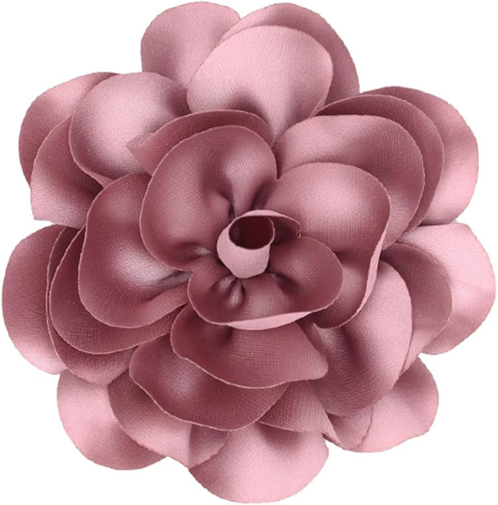Rose Flower Large Brooch Pin,Vintage Dainty Satin Fabric Camellia Lapel Pins Handmade Big Flower ... | Amazon (US)